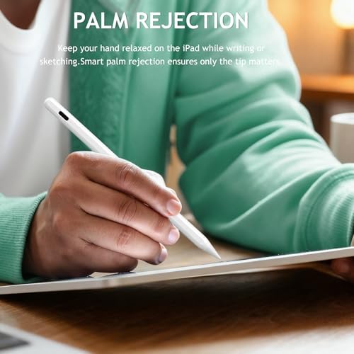 Stylus Pen for iPad 6th 11th Generation  10 Mins Fast Charge with Tilt Sensitivity & Palm Rejection  Compatible with Apple iPad 2018 2025  iPad Air 3/4/5/M2/M3  iPad mini 5/6  iPad Pro 11/12 9/M4