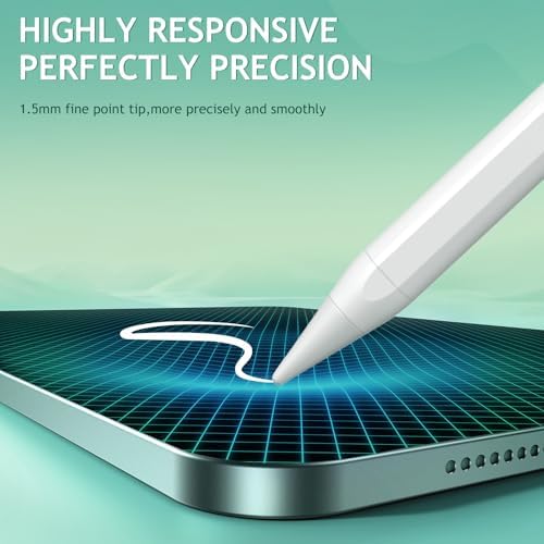 Stylus Pen for iPad 6th 11th Generation  10 Mins Fast Charge with Tilt Sensitivity & Palm Rejection  Compatible with Apple iPad 2018 2025  iPad Air 3/4/5/M2/M3  iPad mini 5/6  iPad Pro 11/12 9/M4