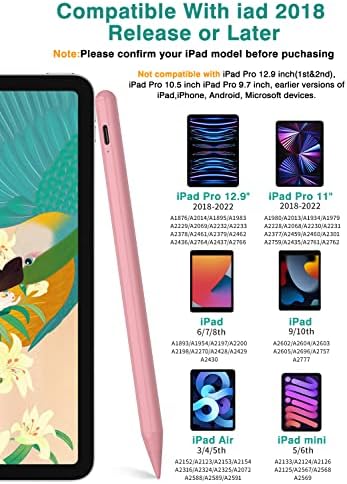Stylus Pen for iPad 6th 11th Generation  10 Mins Fast Charge with Tilt Sensitivity & Palm Rejection  Compatible with Apple iPad 2018 2025  iPad Air 3/4/5/M2/M3  iPad mini 5/6  iPad Pro 11/12 9/M4