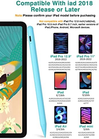 Stylus Pen for iPad 6th 11th Generation  10 Mins Fast Charge with Tilt Sensitivity & Palm Rejection  Compatible with Apple iPad 2018 2025  iPad Air 3/4/5/M2/M3  iPad mini 5/6  iPad Pro 11/12 9/M4