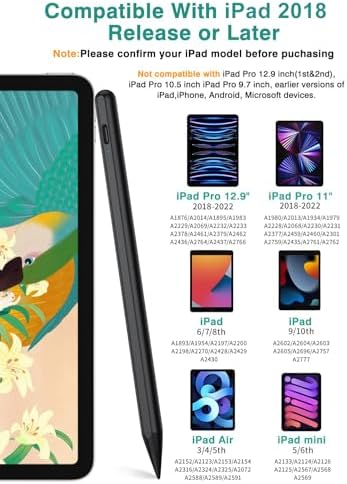 Stylus Pen for iPad 6th 11th Generation  10 Mins Fast Charge with Tilt Sensitivity & Palm Rejection  Compatible with Apple iPad 2018 2025  iPad Air 3/4/5/M2/M3  iPad mini 5/6  iPad Pro 11/12 9/M4