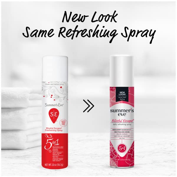 Summer s Eve Blissful Escape Feminine Dry Spray Deodorant  Daily Intimate Body Spray  Neutralizes Odor  pH Balanced  Talc Free  Gentle Fresh Scent  2 Ounce  Pack of 6