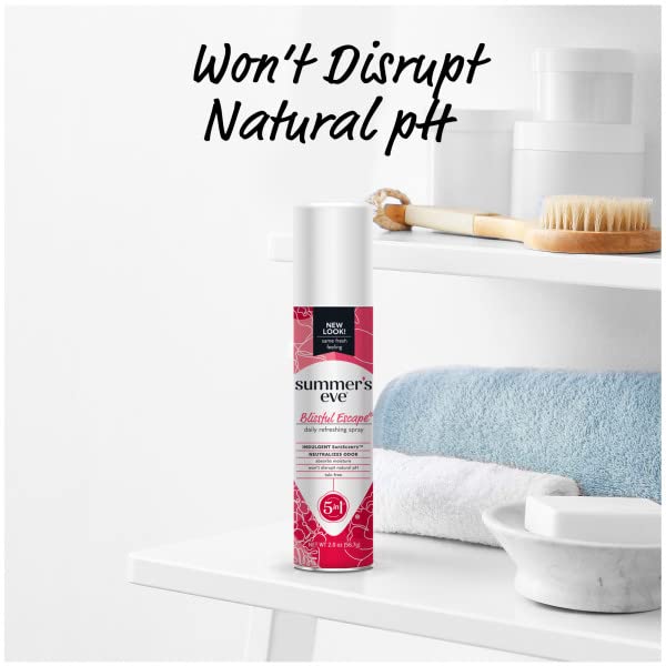 Summer s Eve Blissful Escape Feminine Dry Spray Deodorant  Daily Intimate Body Spray  Neutralizes Odor  pH Balanced  Talc Free  Gentle Fresh Scent  2 Ounce  Pack of 6