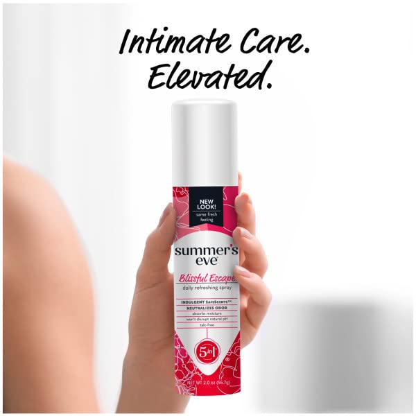 Summer s Eve Blissful Escape Feminine Dry Spray Deodorant  Daily Intimate Body Spray  Neutralizes Odor  pH Balanced  Talc Free  Gentle Fresh Scent  2 Ounce  Pack of 6