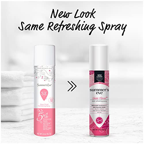 Summer s Eve Sheer Floral Feminine Freshening Spray  Daily Intimate Deodorant  Neutralizes Odor  pH Balanced  Talc Free  Gentle Fresh Scent  2 Ounce  Pack of 6