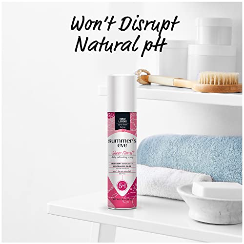 Summer s Eve Sheer Floral Feminine Freshening Spray  Daily Intimate Deodorant  Neutralizes Odor  pH Balanced  Talc Free  Gentle Fresh Scent  2 Ounce  Pack of 6