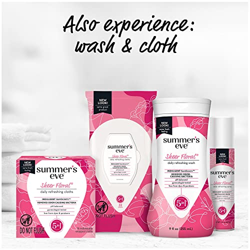 Summer s Eve Sheer Floral Feminine Freshening Spray  Daily Intimate Deodorant  Neutralizes Odor  pH Balanced  Talc Free  Gentle Fresh Scent  2 Ounce  Pack of 6