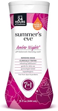 Summers Eve Amber Nights with Oat and Shea Extracts  Daily Refreshing All Over Feminine Body Wash  Removes Odor  Feminine Wash pH Balanced  15 fl oz