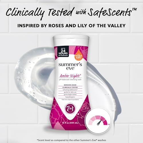 Summers Eve Amber Nights with Oat and Shea Extracts  Daily Refreshing All Over Feminine Body Wash  Removes Odor  Feminine Wash pH Balanced  15 fl oz