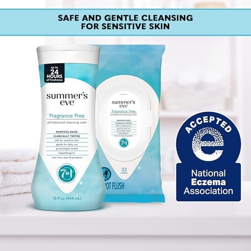 Summers Eve Fragrance Free All Over Feminine Wash  Gentle pH Balanced Body Wash for Women  Removes Vaginal Odor  15 Fl Oz