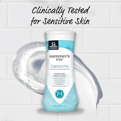 Summers Eve Fragrance Free All Over Feminine Wash  Gentle pH Balanced Body Wash for Women  Removes Vaginal Odor  15 Fl Oz