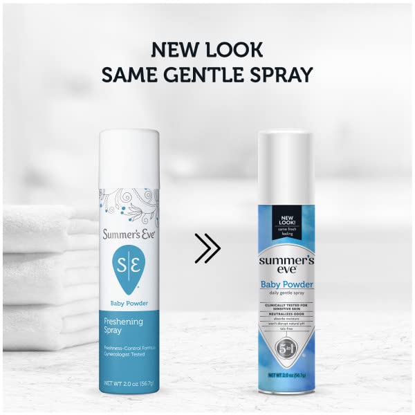 Summers Eve Freshening Spray   Baby Powder   2 oz Size   Pack of 6   pH Balanced  Dermatologist & Gynecologist Tested