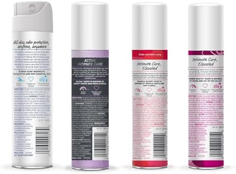 Summers Eve Ultimate Odor Control Daily Feminine Spray  Odor Reducing and Moisture Absorbing Formula  Ultimate Odor Protection  Ultra  Blissful Escape  & Amber Nights; 2 Oz  Pack of 4