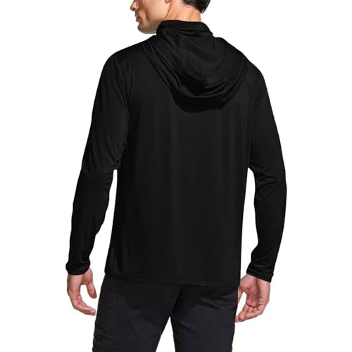 Sun Shirt Men UPF 50  Rash Guard Long Sleeve Cooling Fishing Hiking Hooded Lightweight UV SPF with Mask Tops