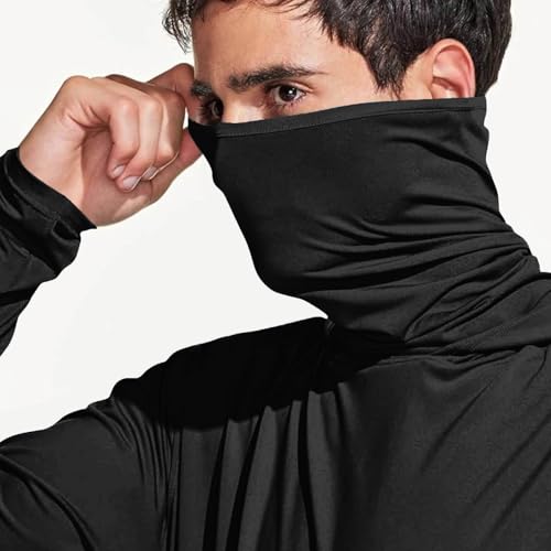 Sun Shirt Men UPF 50  Rash Guard Long Sleeve Cooling Fishing Hiking Hooded Lightweight UV SPF with Mask Tops