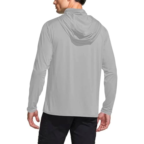 Sun Shirt Men UPF 50  Rash Guard Long Sleeve Cooling Fishing Hiking Hooded Lightweight UV SPF with Mask Tops