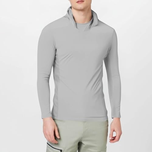 Sun Shirt Men UPF 50  Rash Guard Long Sleeve Cooling Fishing Hiking Hooded Lightweight UV SPF with Mask Tops