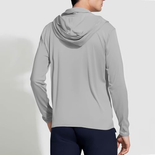 Sun Shirt Men UPF 50  Rash Guard Long Sleeve Cooling Fishing Hiking Hooded Lightweight UV SPF with Mask Tops