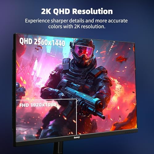 Suncy 32 inch 2K 170Hz Gaming Monitor  Fast IPS 1ms QHD  2560 x 1440  Monitor FreeSync 98  sRGB VESA Compatible  DisplayPort HDMI  Black