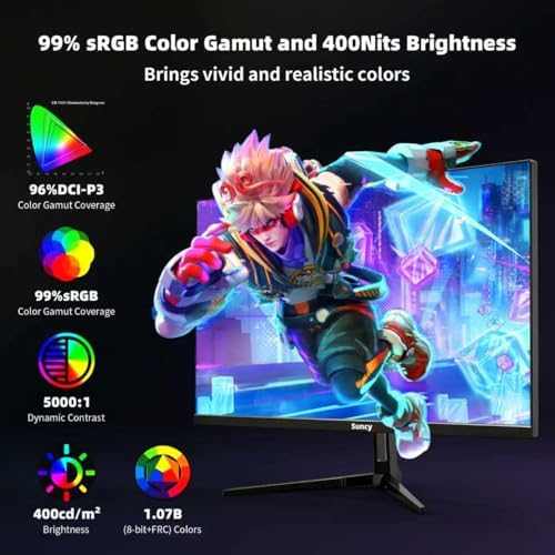 Suncy 32 inch 2K 170Hz Gaming Monitor  Fast IPS 1ms QHD  2560 x 1440  Monitor FreeSync 98  sRGB VESA Compatible  DisplayPort HDMI  Black