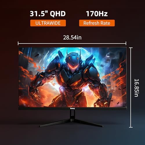 Suncy 32 inch 2K 170Hz Gaming Monitor  Fast IPS 1ms QHD  2560 x 1440  Monitor FreeSync 98  sRGB VESA Compatible  DisplayPort HDMI  Black