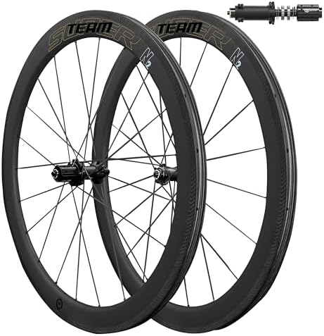 Superteam Carbon Wheelset 700c Rim V Brake 50mm Depth 25mm Width Road Bike Wheels Matte Finish  Tubeless Ready Support for 8 12 Speed Clincher & Tubeless