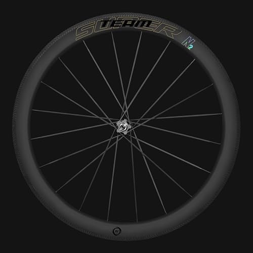Superteam Carbon Wheelset 700c Rim V Brake 50mm Depth 25mm Width Road Bike Wheels Matte Finish  Tubeless Ready Support for 8 12 Speed Clincher & Tubeless