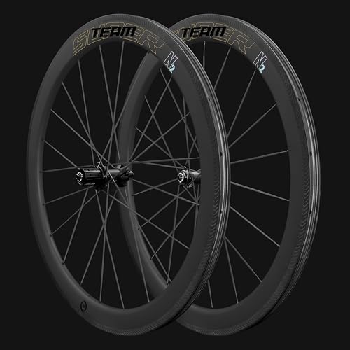 Superteam Carbon Wheelset 700c Rim V Brake 50mm Depth 25mm Width Road Bike Wheels Matte Finish  Tubeless Ready Support for 8 12 Speed Clincher & Tubeless