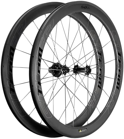 Superteam Carbon Wheelset 700c Rim V Brake 50mm Depth 25mm Width Road Bike Wheels Matte Finish  Tubeless Ready Support for 8 12 Speed Clincher & Tubeless