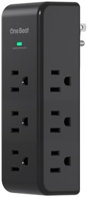 Surge Protector Outlet Extender   with Rotating Plug  6 AC Multi Plug Outlet with 4 USB Ports  2 USB C   1800J Wall Charger  3 Sided Power Strip with Spaced Outlet Splitter for Home  Office  Travel