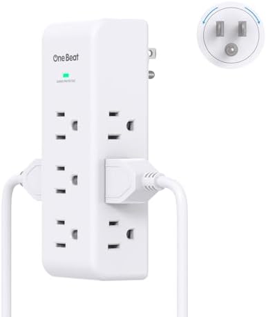 Surge Protector Outlet Extender   with Rotating Plug  6 AC Multi Plug Outlet with 4 USB Ports  2 USB C   1800J Wall Charger  3 Sided Power Strip with Spaced Outlet Splitter for Home  Office  Travel