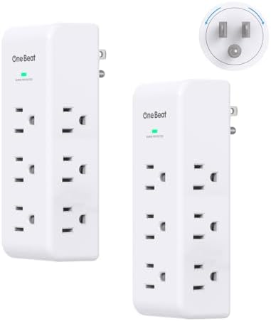 Surge Protector Outlet Extender   with Rotating Plug  6 AC Multi Plug Outlet with 4 USB Ports  2 USB C   1800J Wall Charger  3 Sided Power Strip with Spaced Outlet Splitter for Home  Office  Travel