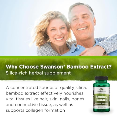 Swanson Bamboo Extract for Hair and Nails Silica Supplement Supports Collagen 300 mg 60 Veggie Capsules