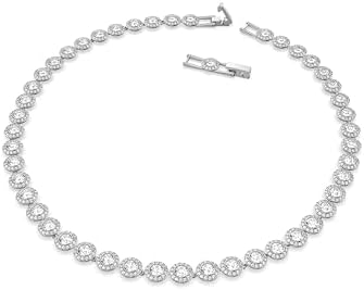 Swarovski Crystal Authentic Angelic All Around Set of Necklace  Bracelet and Earrings  White  Rhodium Finish  Womens Hypoallergenic Sparkling Jewelries   Nickel Free Crystal Jewelry Collection