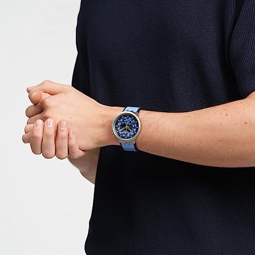 Swatch Big Bold Irony Lacquered Unisex Watch Casual Polymer Blue Automatic Waterproof Azure Blue Daze
