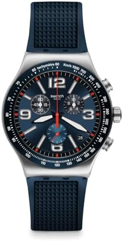 Swatch I New Chrono Unisex Watch Dress Stainless Steel Blue Quartz Waterproof Blue Grid