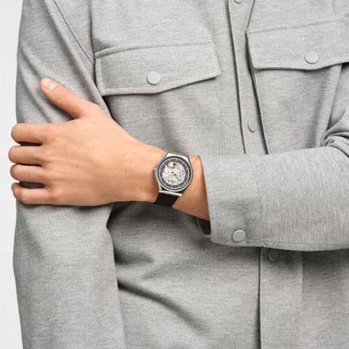 Swatch Skin Irony 42 Unisex Watch Casual Plastic Black Quartz Waterproof Black Skeleton