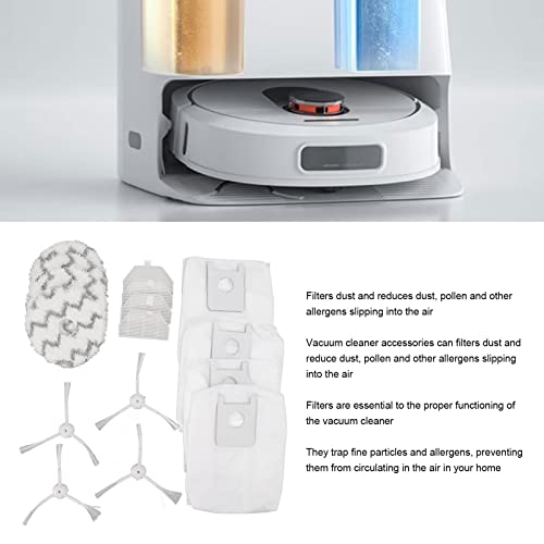 Sweeping Robot Accessories Vacuum Cleaner Replacement Compatible for Roidmi EVA SDJ06RM Sweeping  Include 4 Dust Bag  4 Filters  4 Side Brush and 4 Mop Cloths