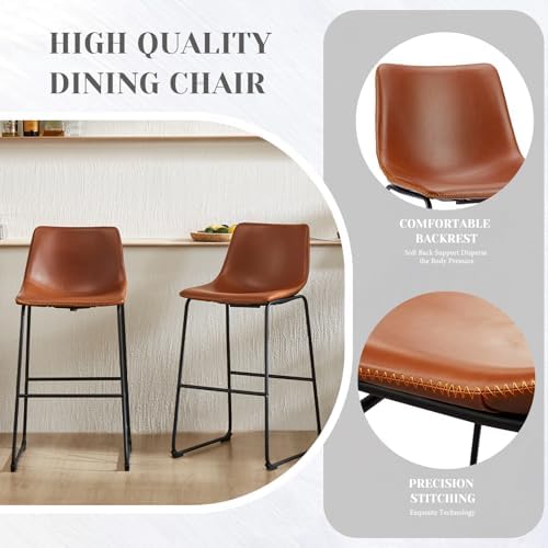 Sweetcrispy Counter Height Bar Stools Set of 4  30 inch Leather Barstools Modern Bar Stools with Back  Counter Stool Armless Bar Chairs with Metal Legs  Footrest  Classic Black