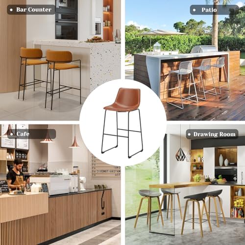 Sweetcrispy Counter Height Bar Stools Set of 4  30 inch Leather Barstools Modern Bar Stools with Back  Counter Stool Armless Bar Chairs with Metal Legs  Footrest  Classic Black