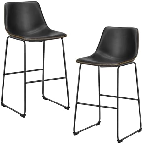 Sweetcrispy Counter Height Bar Stools Set of 4  30 inch Leather Barstools Modern Bar Stools with Back  Counter Stool Armless Bar Chairs with Metal Legs  Footrest  Classic Black