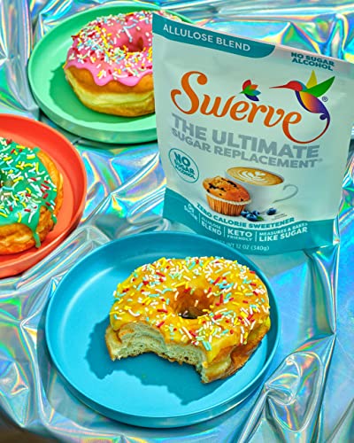 Swerve Zero Calorie Allulose Blend Granular Sugar Replacement Sweetener  No Sugar Alcohol  Keto Friendly  Erythritol Free  12 Ounce Bag   Pack of 2 