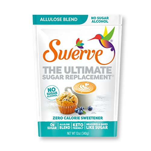 Swerve Zero Calorie Allulose Blend Granular Sugar Replacement Sweetener  No Sugar Alcohol  Keto Friendly  Erythritol Free  12 Ounce Bag   Pack of 2 