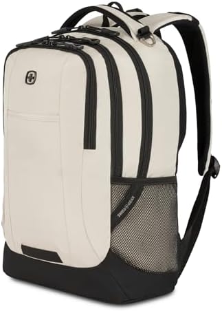 SwissGear 5505 Cecil 16  Laptop Backpack Black Canvas/Brown   Daily Laptop Bag with Gear Attachment Options   Multiple Organizer Pockets & Padded Shoulder Straps