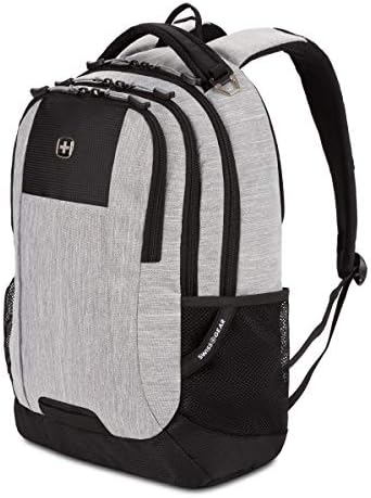 SwissGear 5505 Cecil 16  Laptop Backpack Black Canvas/Brown   Daily Laptop Bag with Gear Attachment Options   Multiple Organizer Pockets & Padded Shoulder Straps