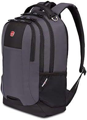 SwissGear 5505 Cecil 16  Laptop Backpack Black Canvas/Brown   Daily Laptop Bag with Gear Attachment Options   Multiple Organizer Pockets & Padded Shoulder Straps