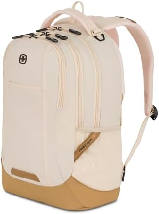 SwissGear 5505 Cecil 16  Laptop Backpack Black Canvas/Brown   Daily Laptop Bag with Gear Attachment Options   Multiple Organizer Pockets & Padded Shoulder Straps