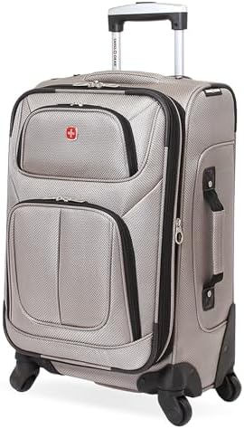 SwissGear Sion Softside Expandable Luggage   Carry On Suitcase with 360 Degree Wheels & Retractable Handle   21 Inch  Perfect for 1 3 Night Trips   Black
