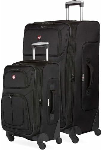 SwissGear Sion Softside Expandable Luggage   Carry On Suitcase with 360 Degree Wheels & Retractable Handle   21 Inch  Perfect for 1 3 Night Trips   Black