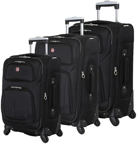 SwissGear Sion Softside Expandable Luggage   Carry On Suitcase with 360 Degree Wheels & Retractable Handle   21 Inch  Perfect for 1 3 Night Trips   Black